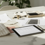 Interior Design Consultation in Progress, Sample board and documentation.